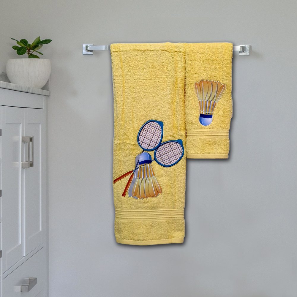 Badminton Embroidered Personalized Towel Set yellow