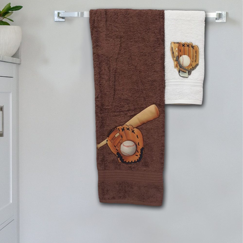 Baseball Embroidered Personalized Towel Set