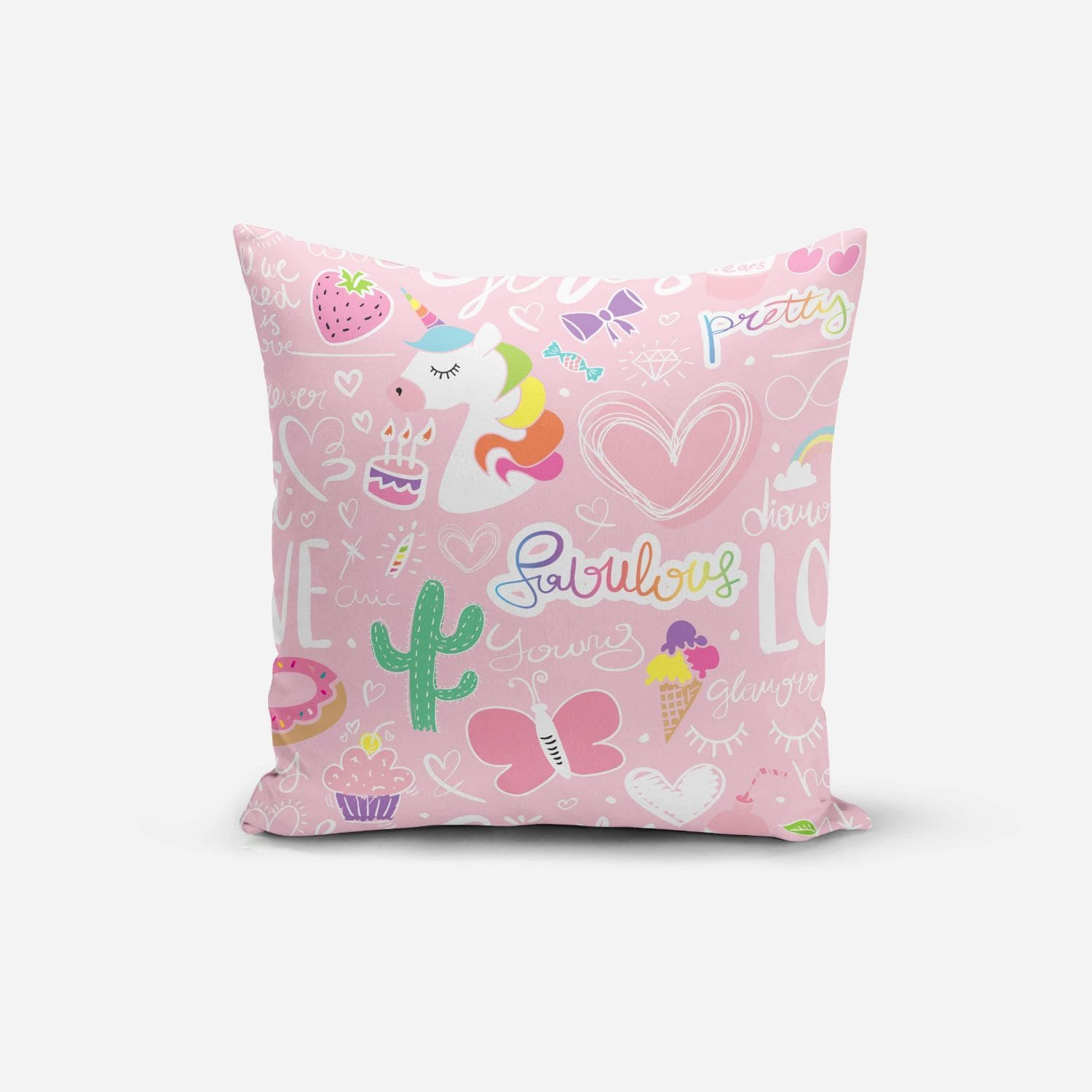 Pretty Baby Girl Unicorn Print Cushion Cover1