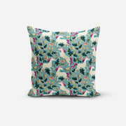 Unicorn Green Print Cushion Cover