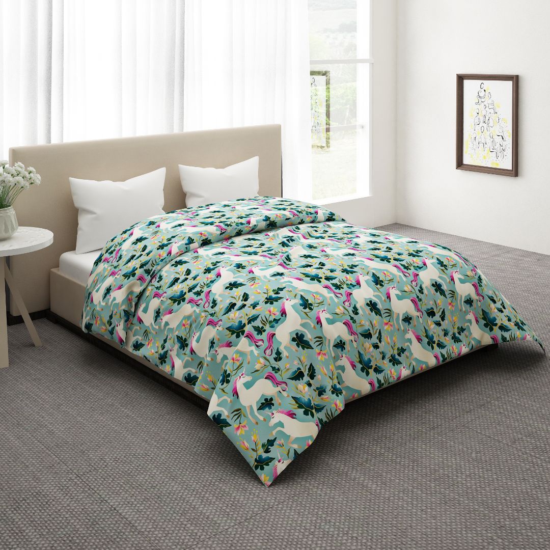 Unicorn Green Print Quilt