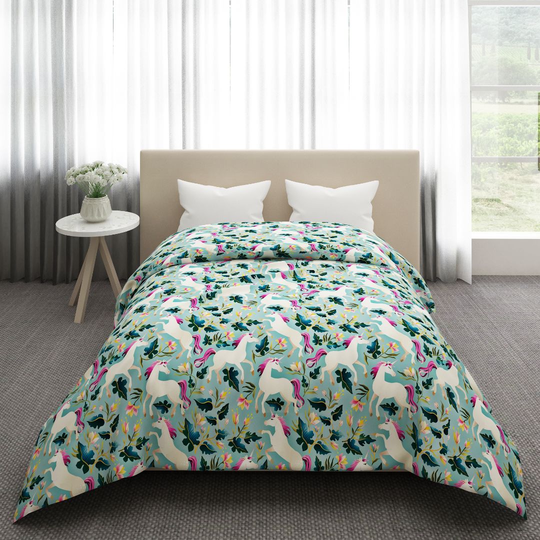 Unicorn Green Print Quilt