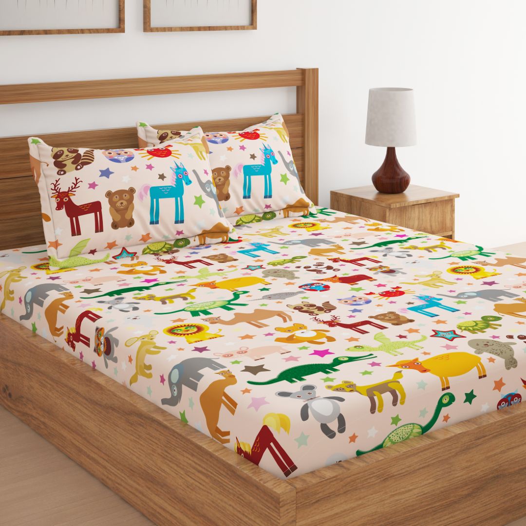 Cartoon print single clearance bed sheet