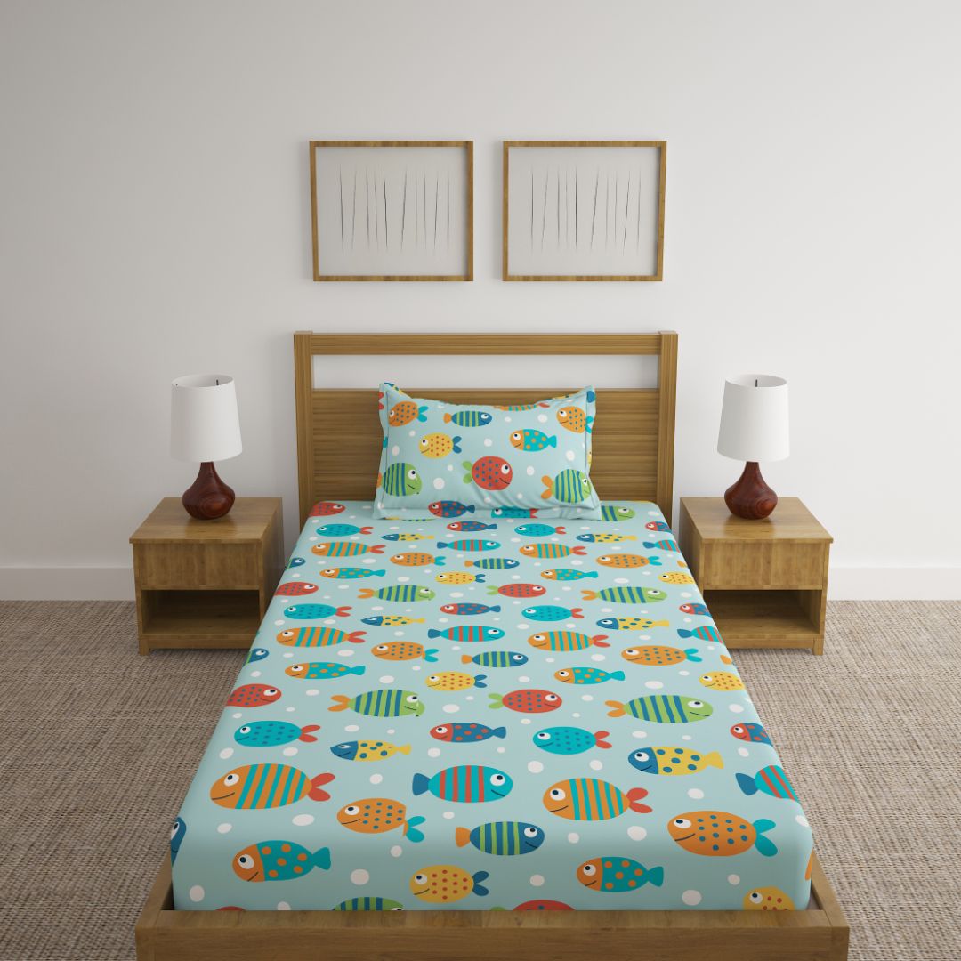 Fish Print Bed Sheet