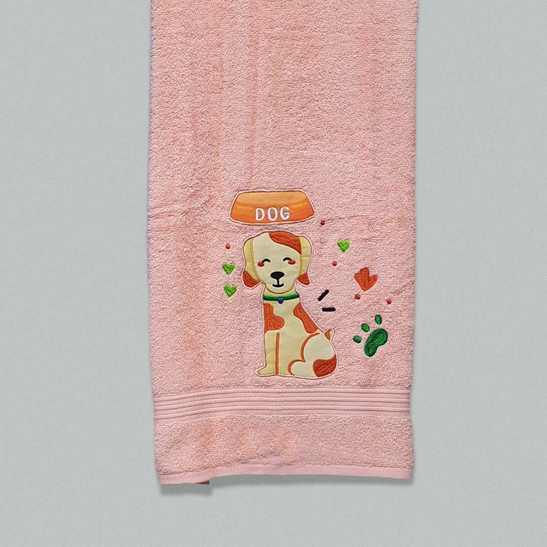 Dog Pet Embroidered Personalized Towel Peach and Blue