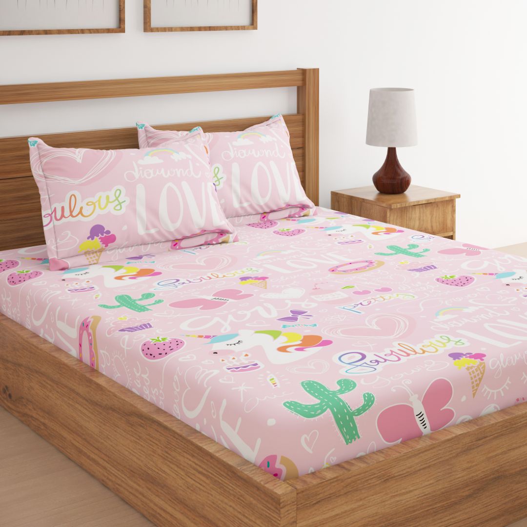 Pretty Baby Girls Unicorn Print Bed Sheet